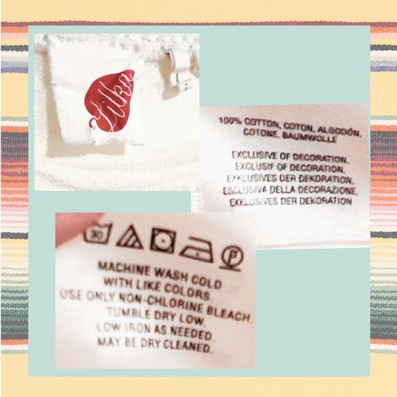 Anthropologie Lilka Pommed Tee Festival Cropped Top Shirt Coachella Boho Cream S - Picture 8 of 8